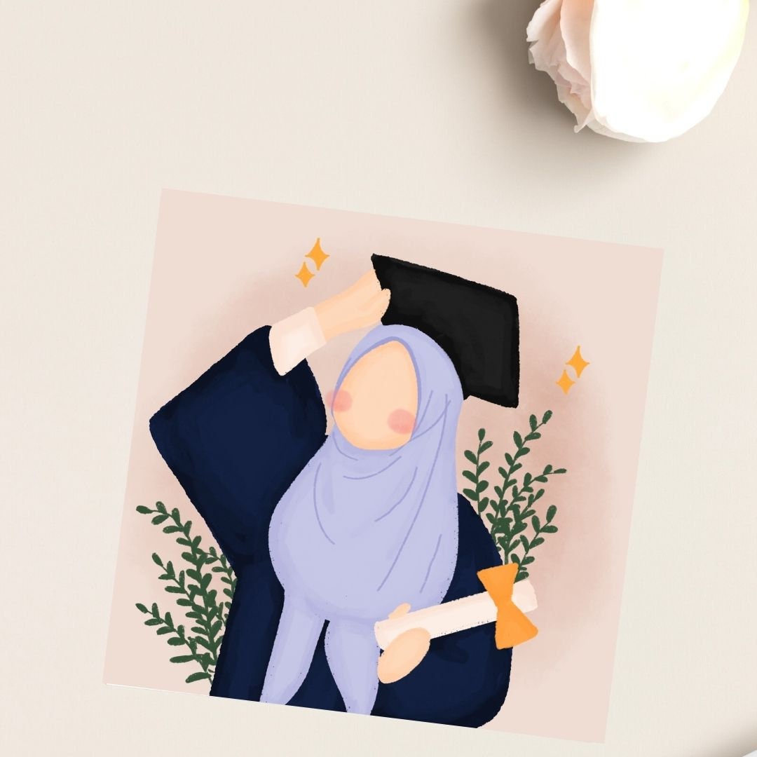 Muslim Graduate greeting card, Muslim in hijab greeting card for graduates