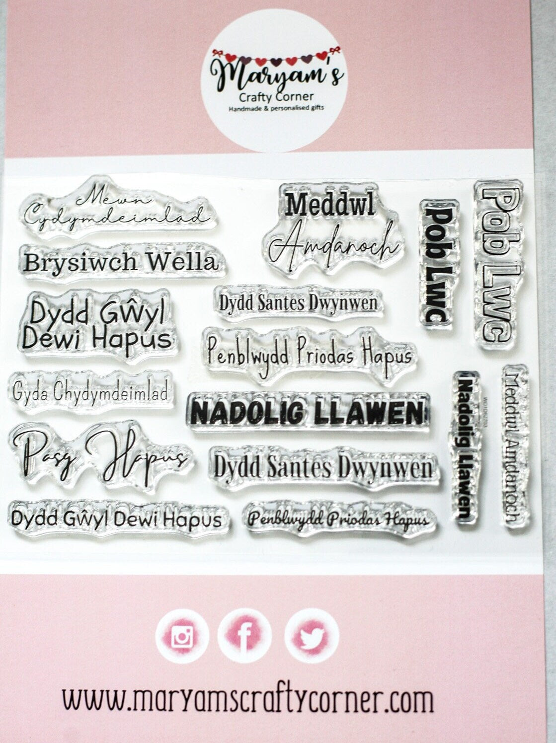 Clear Welsh stamps, Rubber welsh Stamps, Nadolig Llawen, Pasg Hapus and many more in a pack, Welsh language clear stamp