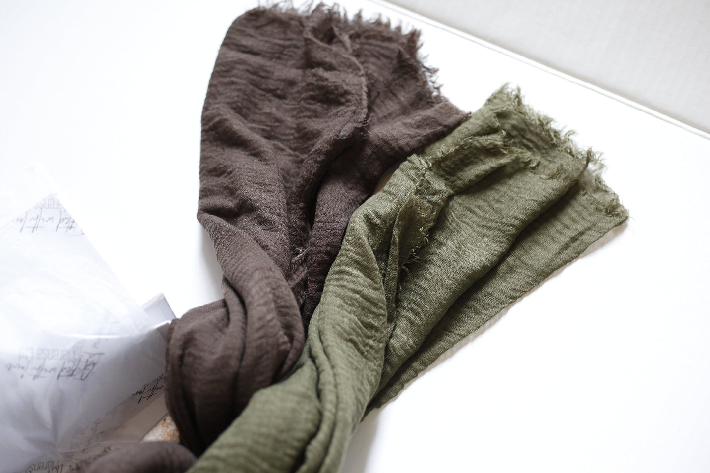 Elegant Eid Gift Set Bath Salts, Card, Message, Celebrate Eid in Style Crinkle Hijab and Handmade Bath Salts ,Gift Box Green Brown hijab