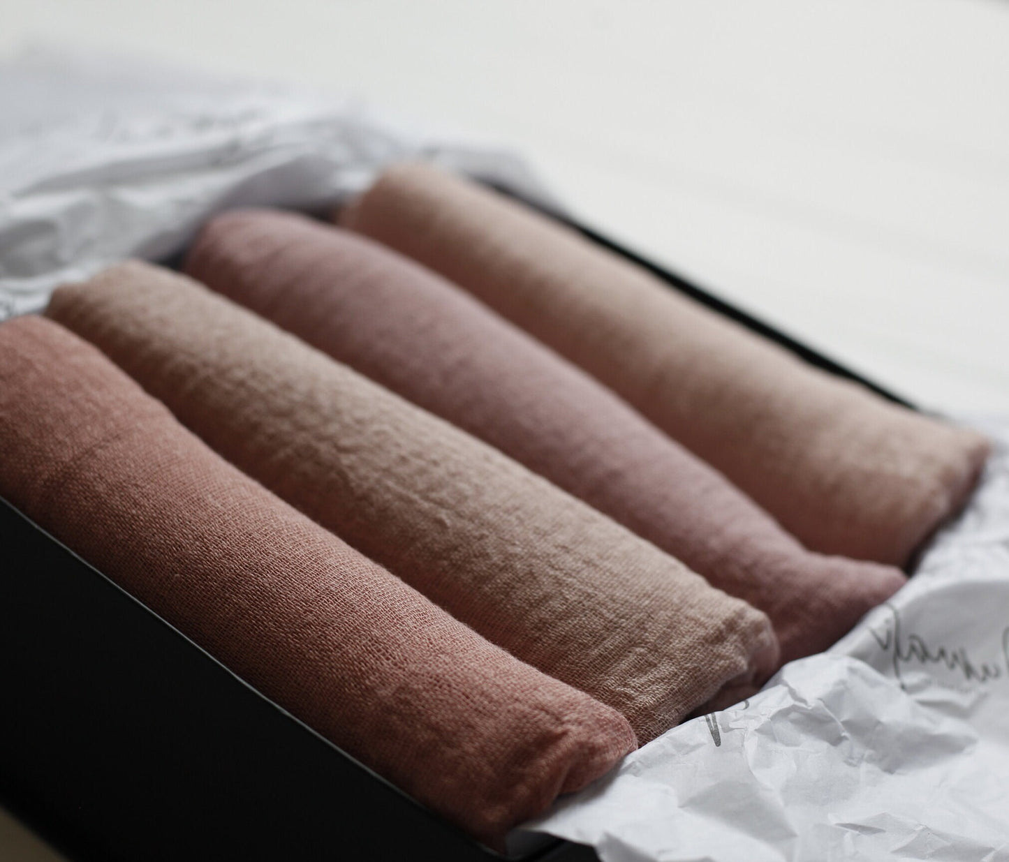 Elegant Eid Gift Box, 4 Nude crinkle Hijabs with 'Eid Mubarak' Gold Foiled gift box , hijab box for eid gifting, Hijab box for eid