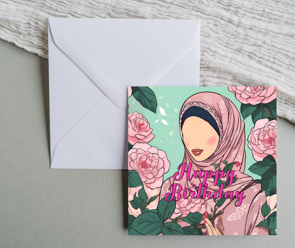 Pack of 3 Hijabi Greeting card, Elegant Islamic Greeting Card for Her, 6inch by 6inch Hijabi Greeting cards for Muslim women