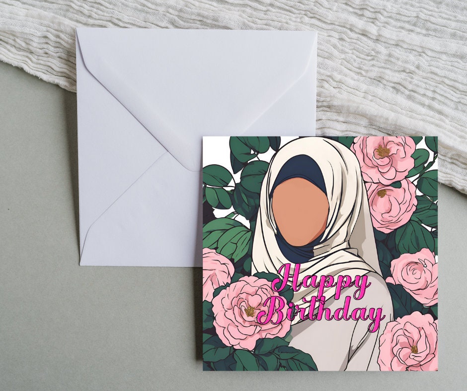 Pack of 3 Hijabi Greeting card, Elegant Islamic Greeting Card for Her, 6inch by 6inch Hijabi Greeting cards for Muslim women