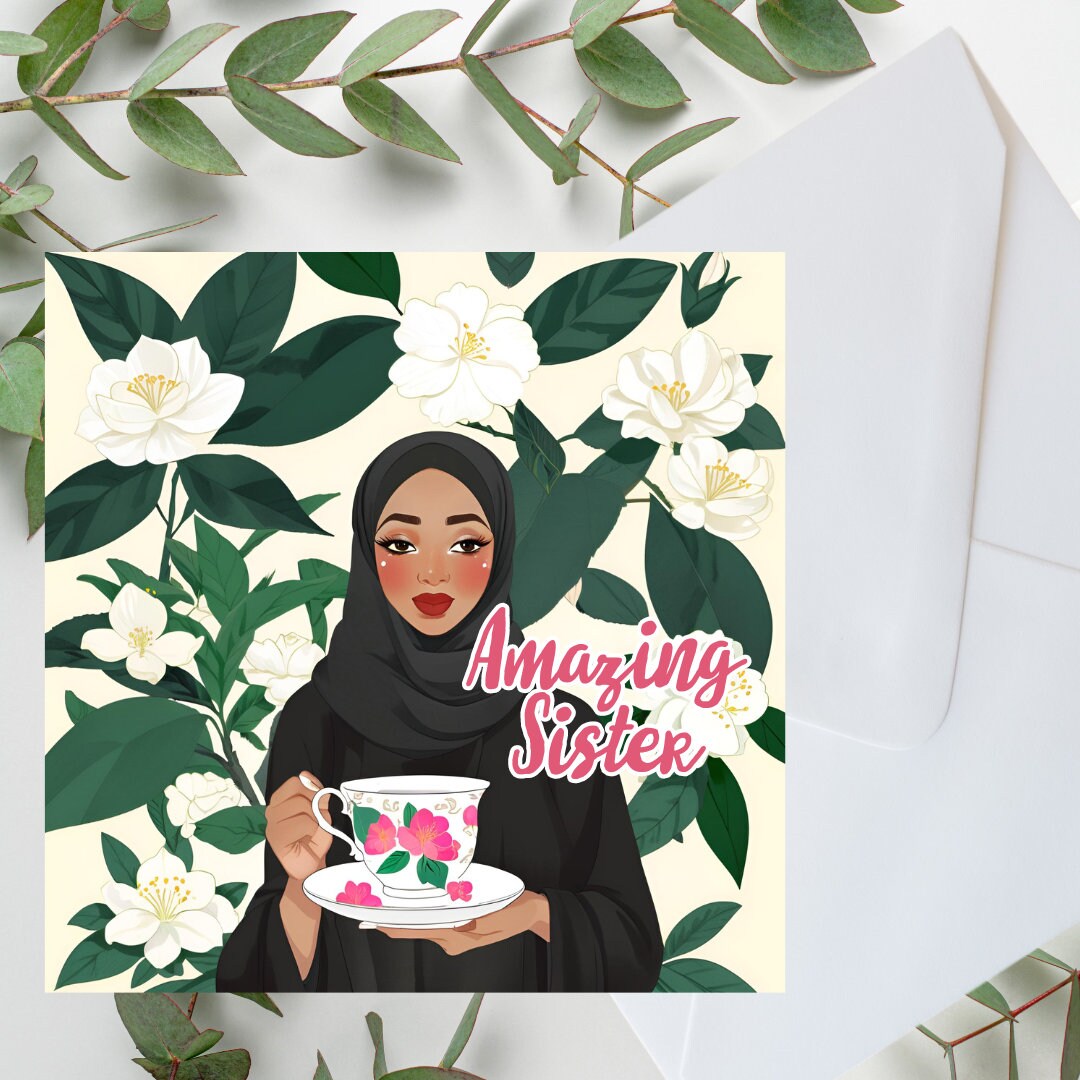 Pack of 3 black Hijabi women card, Elegant Islamic Greeting Card for Her, 6inch by 6inch Hijabi Greeting cards for black Muslimah sisters