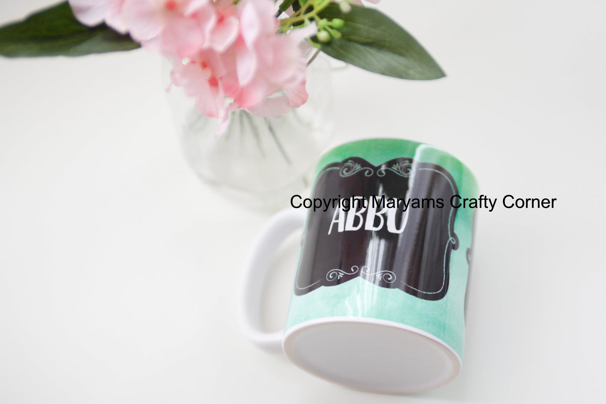Green and black Abbu Mug ideal eid, fathers day or birthday gift