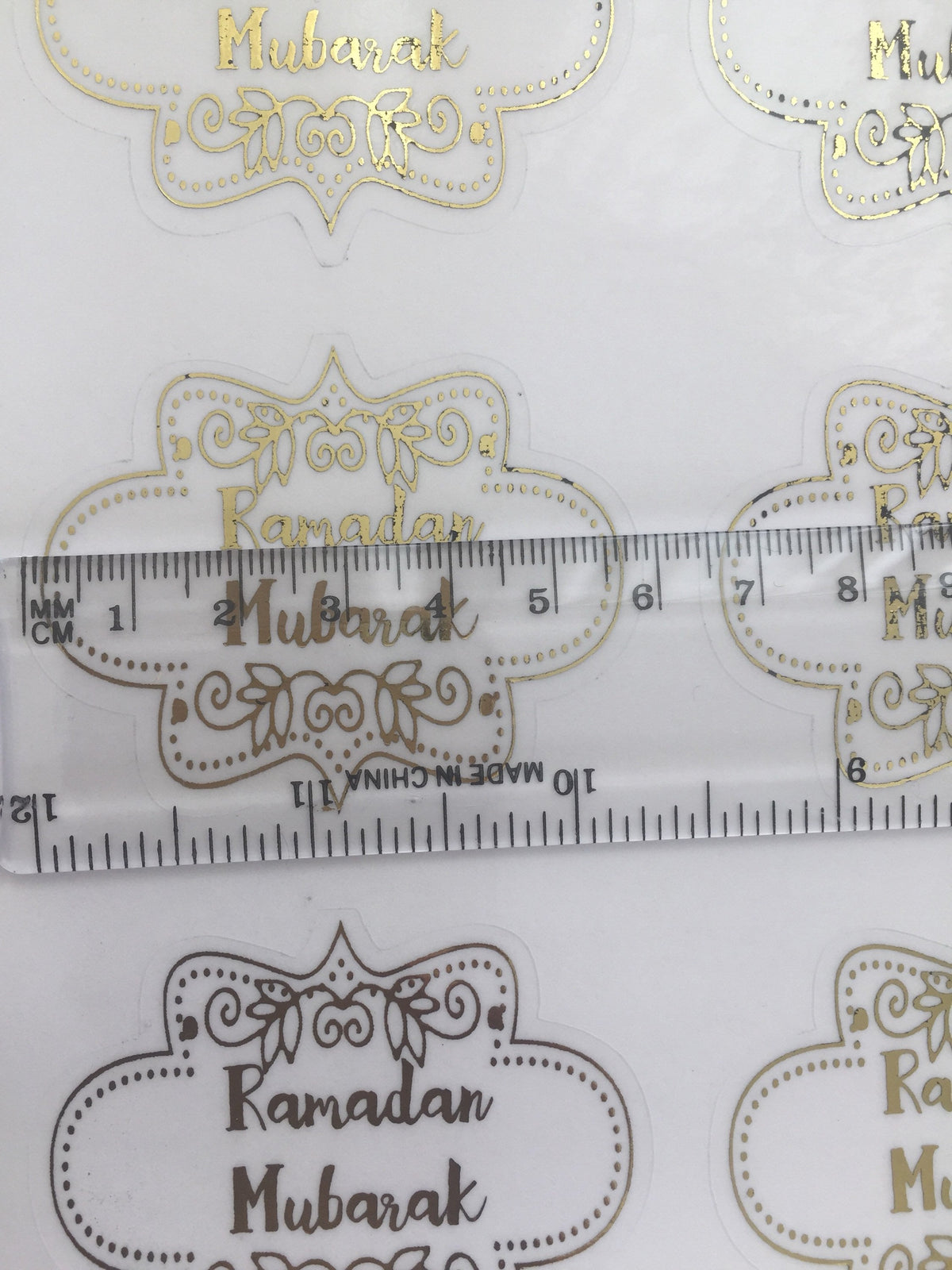 Gold foiled transparent stickers, Eid Mubarak stickers, Ramadan Mubarak Stickers, Ramadan Kareem, also offer personalised message