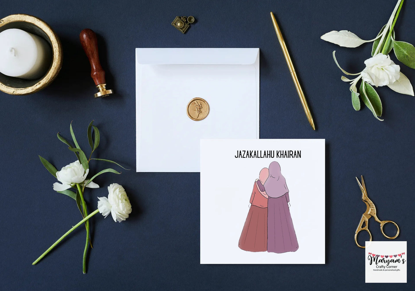 Jazak Allah Khairan greeting card, Islamic thank you greeting, appropriate for islamic greetings