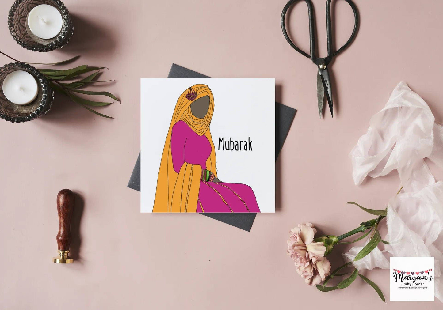 Mubarak bright wedding, mehndi or islamic gteeting card