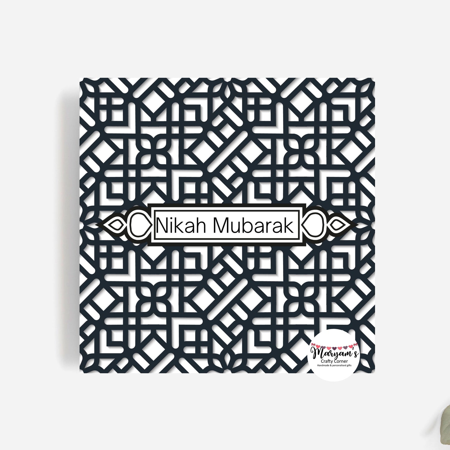Nikah Mubarak Greeting card, ideal islamic greeting card in Black
