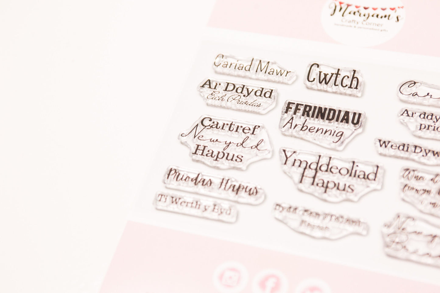Selection of Welsh Stamps such as Cariad Mawr, Cwtch, Caru Ti, perfect for card making , making gifts