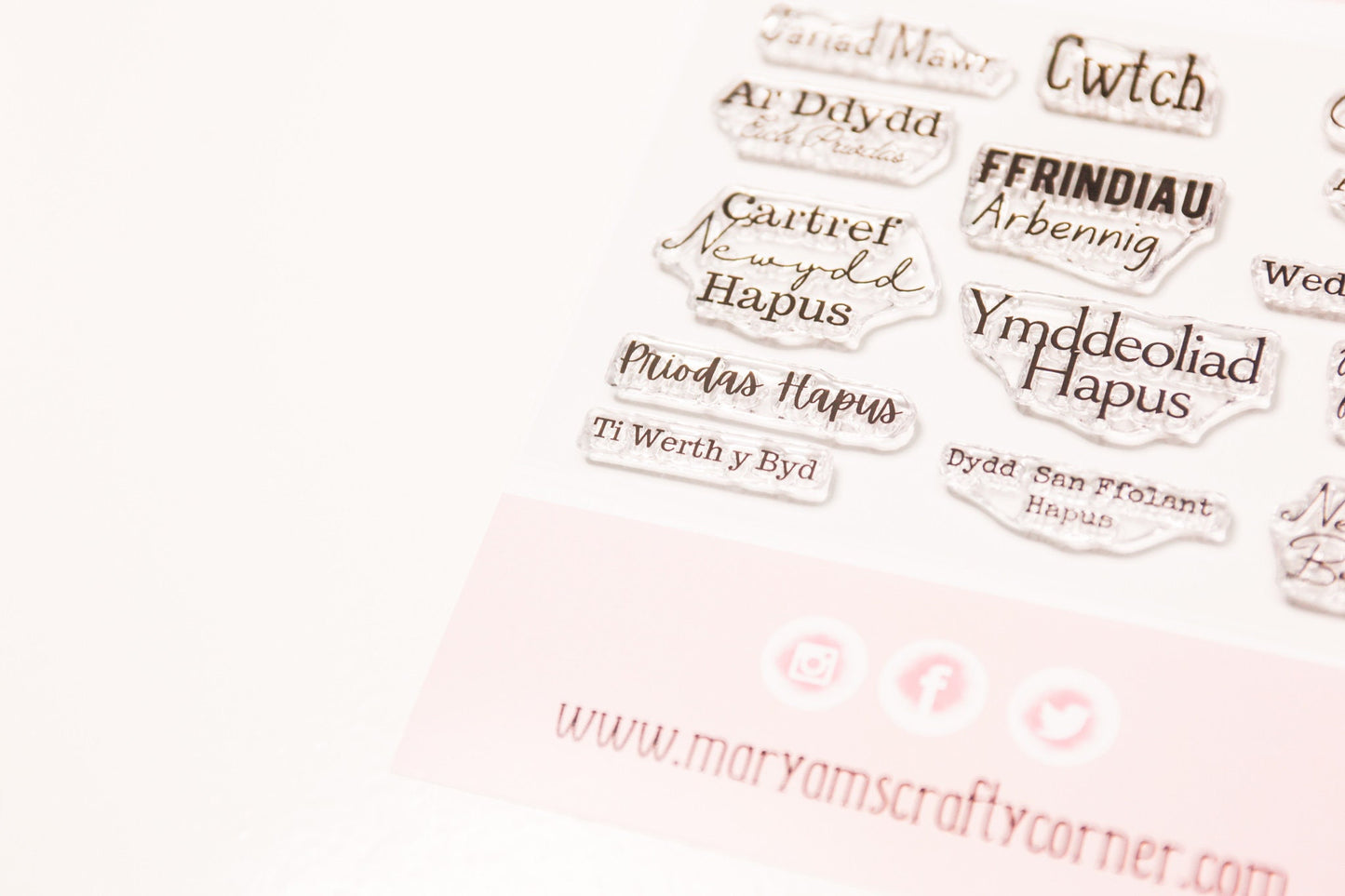 Selection of Welsh Stamps such as Cariad Mawr, Cwtch, Caru Ti, perfect for card making , making gifts