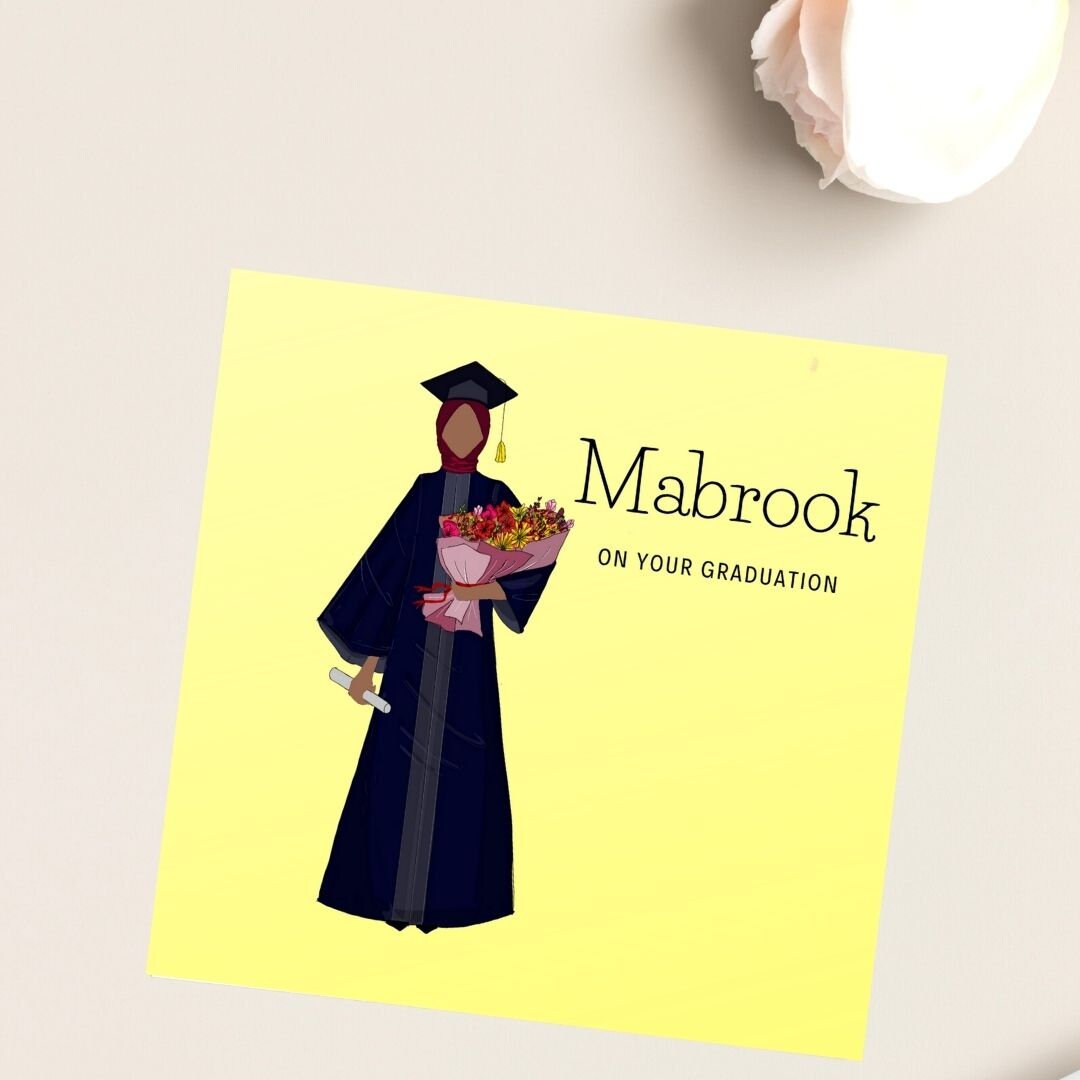 Asian, Ethnic skin tone Muslim Graduate greeting card, Muslim in hijab greeting card for graduates