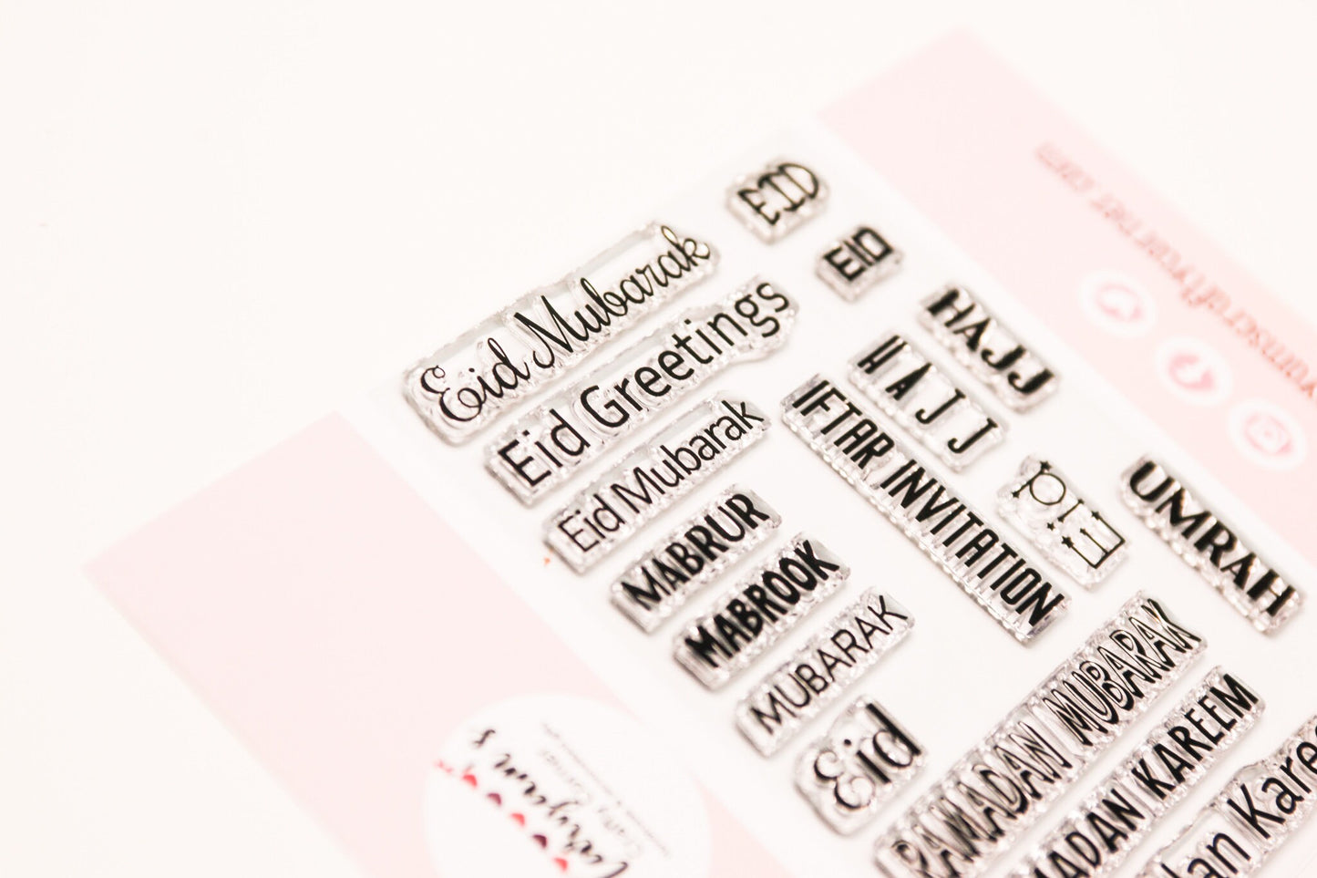 A6 Unmounted small Eid Mubarak Greeting stamps for stamping, Stamps for cardmaking Arabic and islamic stamps
