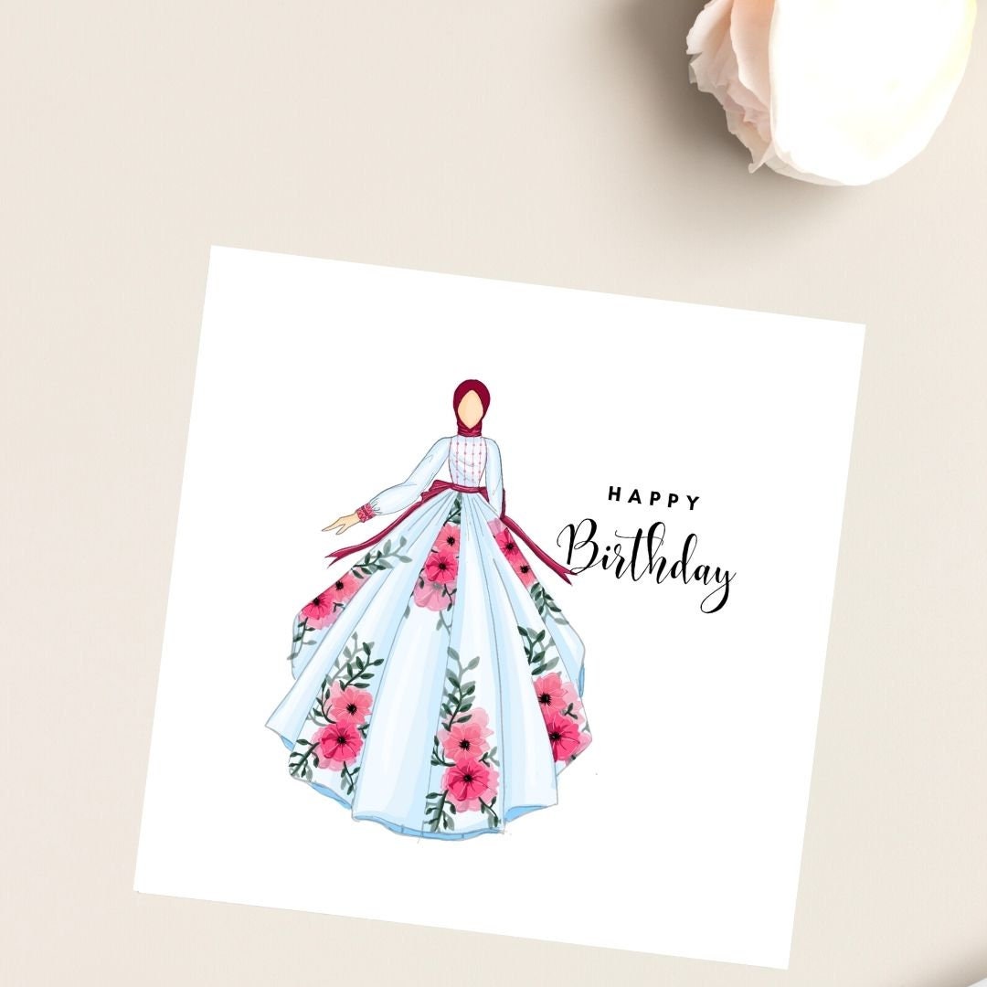 Muslim Woman card, Hijabi Birthday Greeting card, Muslim Greeting Card, Arabic greeting card for women, Hijabi Woman