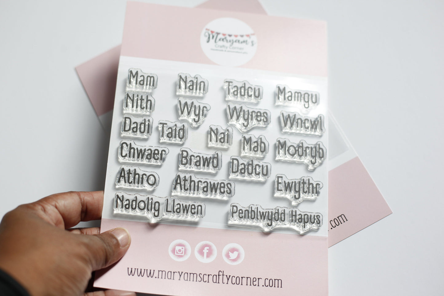 Welsh Mum, dad, brother stamps 21 small stamps in pack, perfect welsh stamp to personalise your own cards