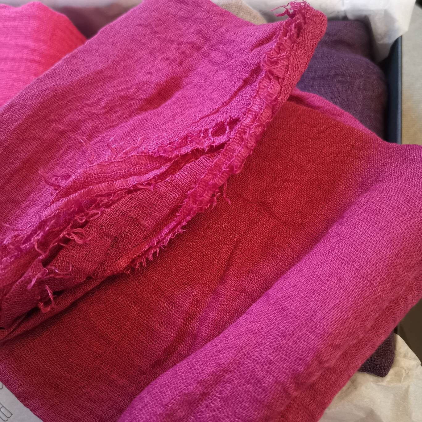 Shades of plum & pink scarf with distressed edge, Perfect Eid gift box, mothers day gift scarves, crinkle hijab gift box, Eid gift set