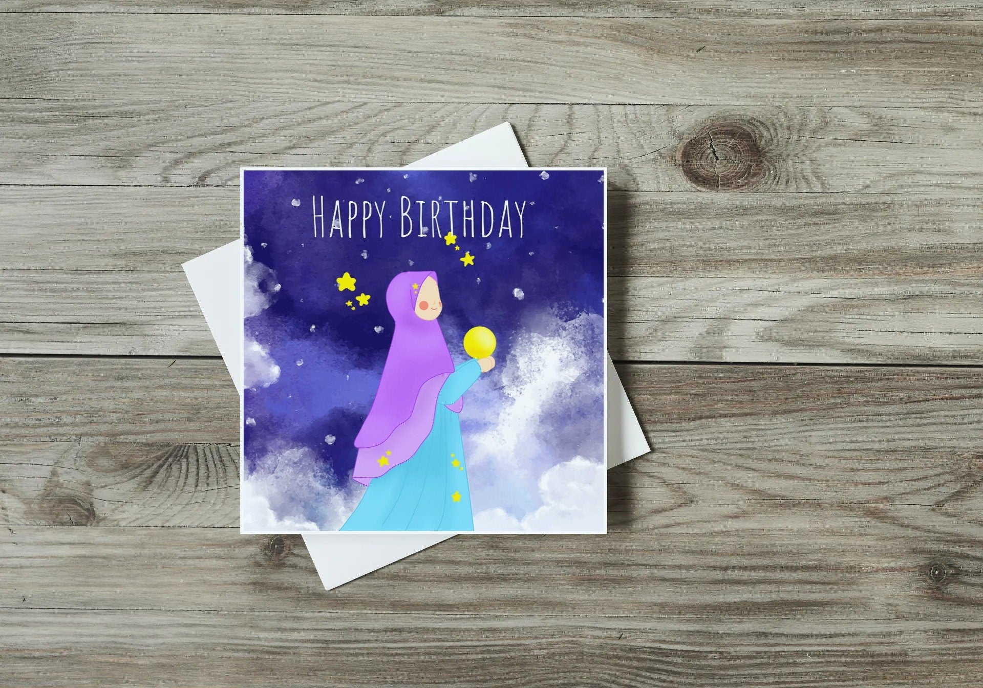 Islamic Happy Birthday Greeting card, Muslim Woman greeting card