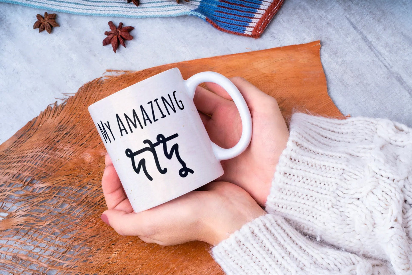 Bengali dadu mug and greeting card, Bengali Grandmother pink and warm greeting card and Mug