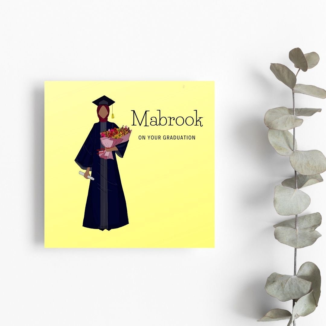 Asian, Ethnic skin tone Muslim Graduate greeting card, Muslim in hijab greeting card for graduates