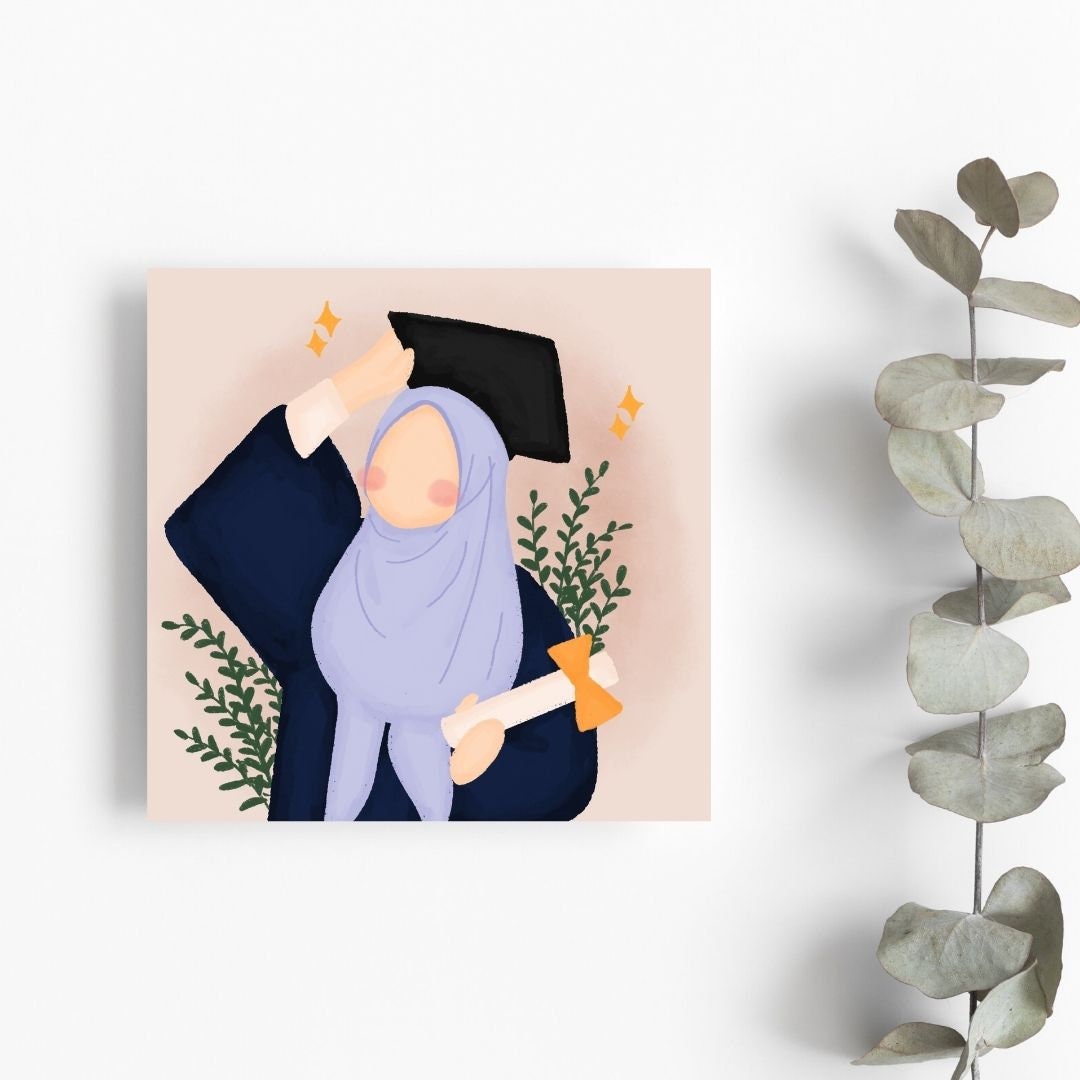 Muslim Graduate greeting card, Muslim in hijab greeting card for graduates