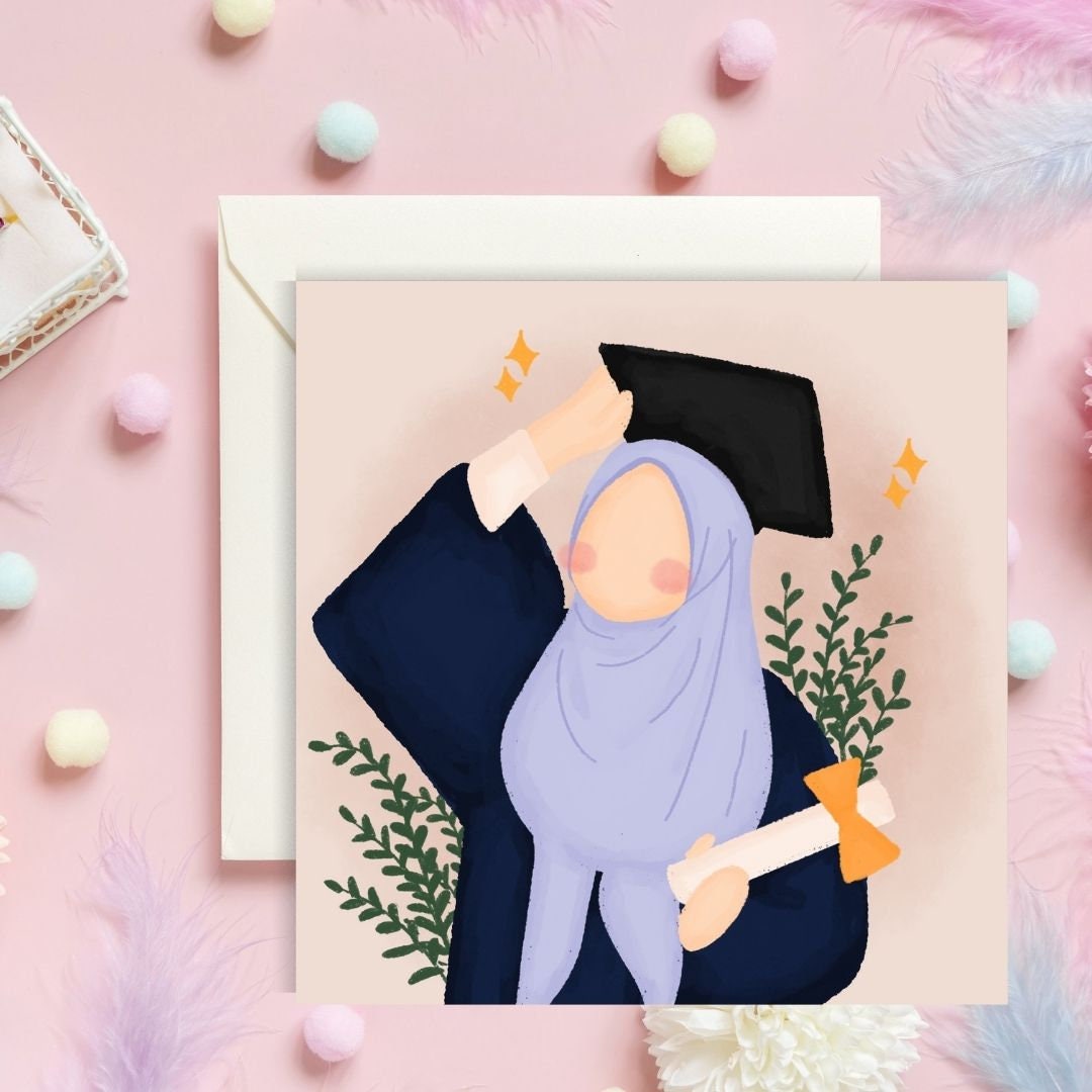 Muslim Graduate greeting card, Muslim in hijab greeting card for graduates