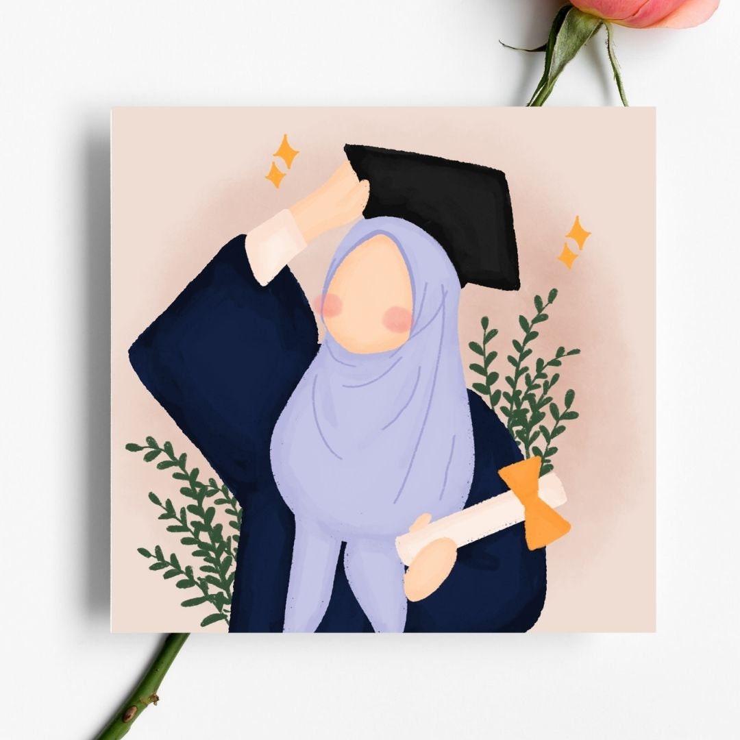 Muslim Graduate greeting card, Muslim in hijab greeting card for graduates