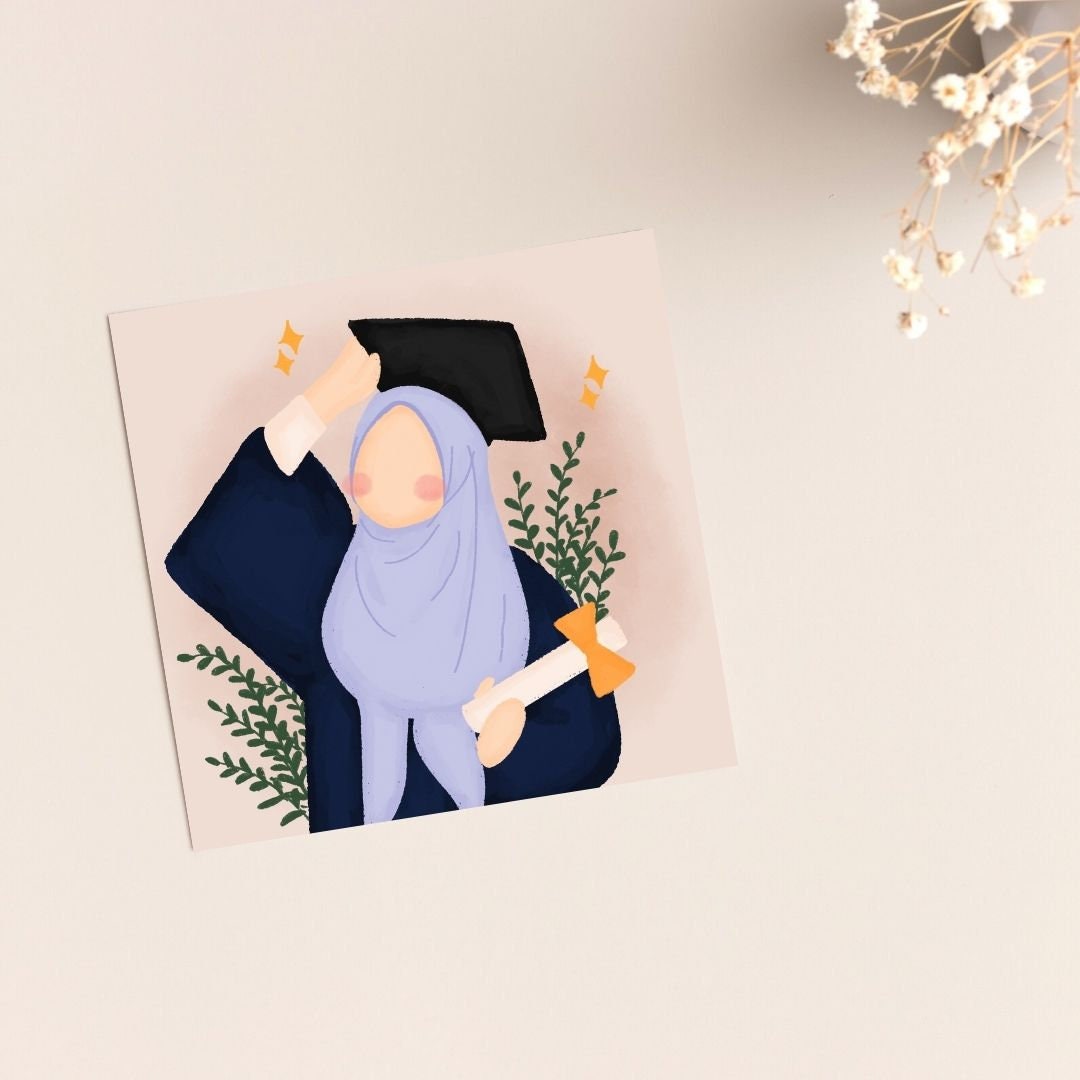 Muslim Graduate greeting card, Muslim in hijab greeting card for graduates