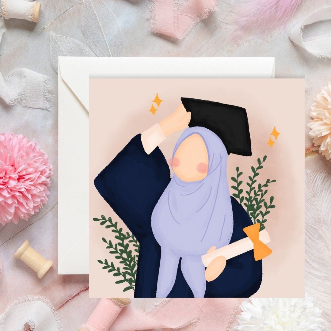 Muslim Graduate greeting card, Muslim in hijab greeting card for graduates