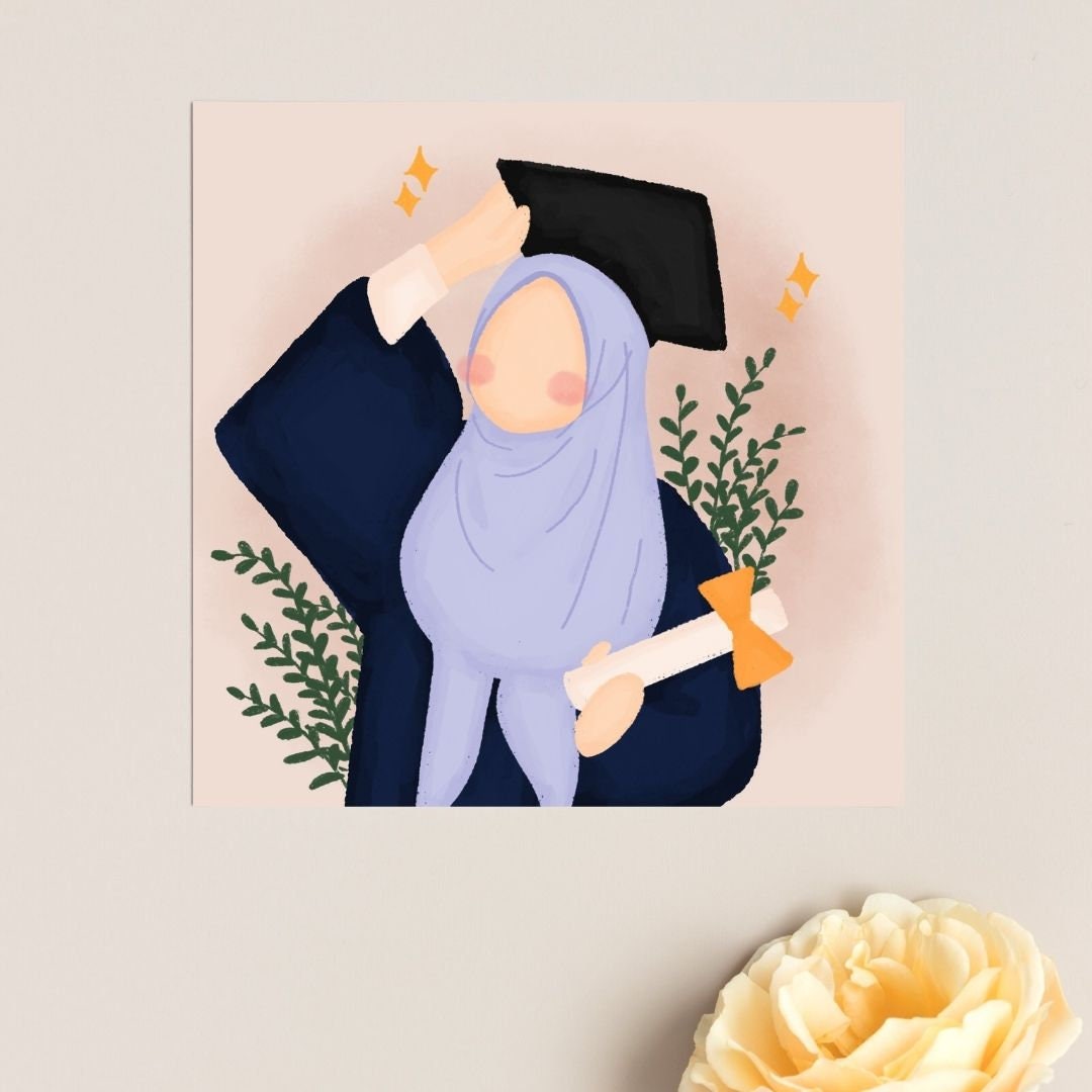 Muslim Graduate greeting card, Muslim in hijab greeting card for graduates
