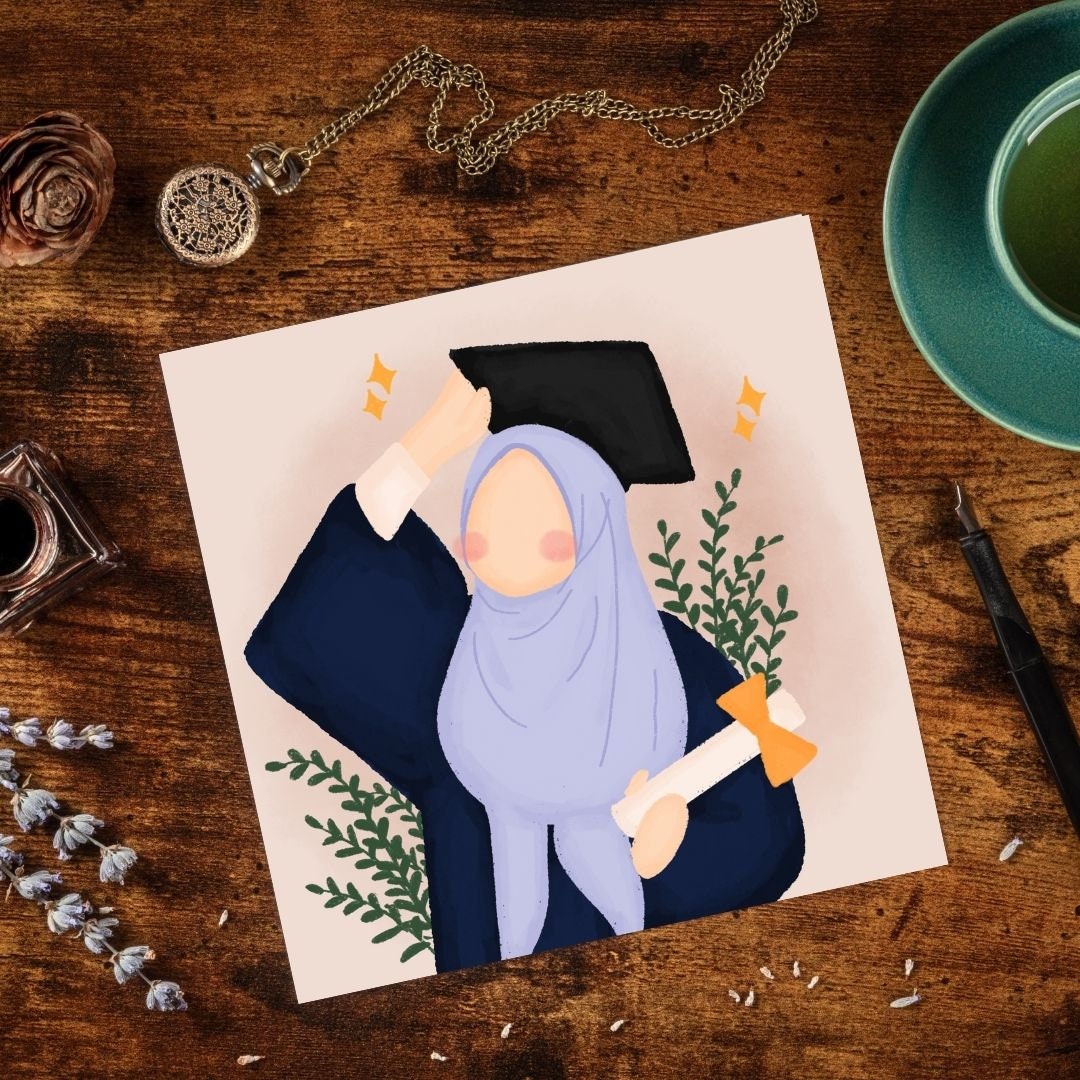 Muslim Graduate greeting card, Muslim in hijab greeting card for graduates