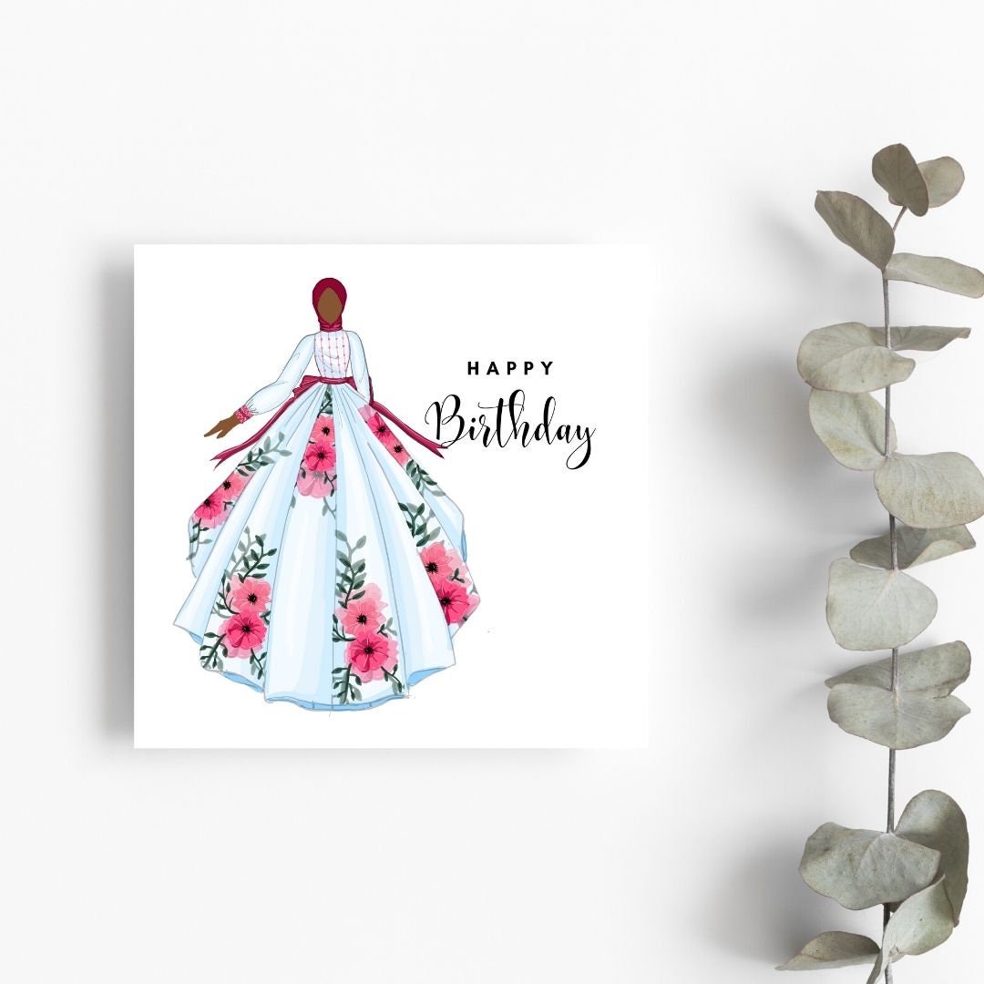 Muslim Woman card, Hijabi Birthday Greeting card, Muslim Greeting Card, Arabic greeting card for women, Asian brown Skin tones, Hijabi Woman