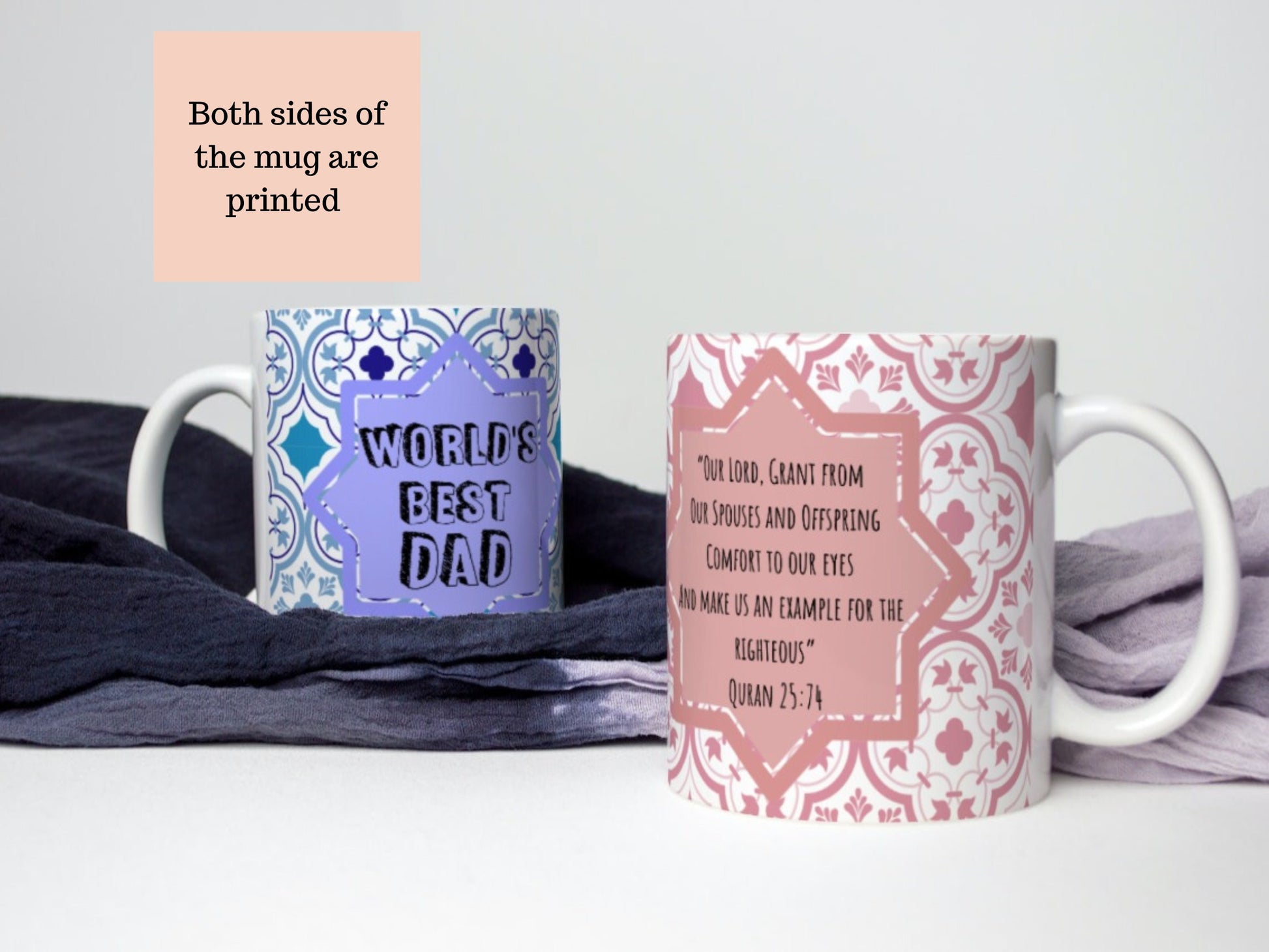 Mum and Dad, Abba Amma Mug Eid gift set, Bangla Mugs for parents who love floral design, Tea mugs in Bangla design, Bangle Coffee Mugs