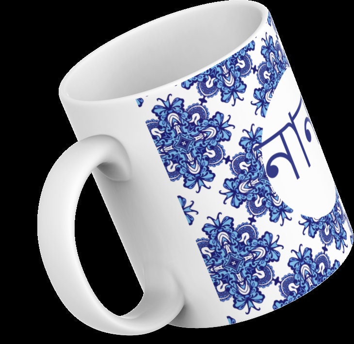 Blue Nanu or Nana mug in Bangla font, Beautiful Eid gift for grandmother, nanu and nana in Bangla font