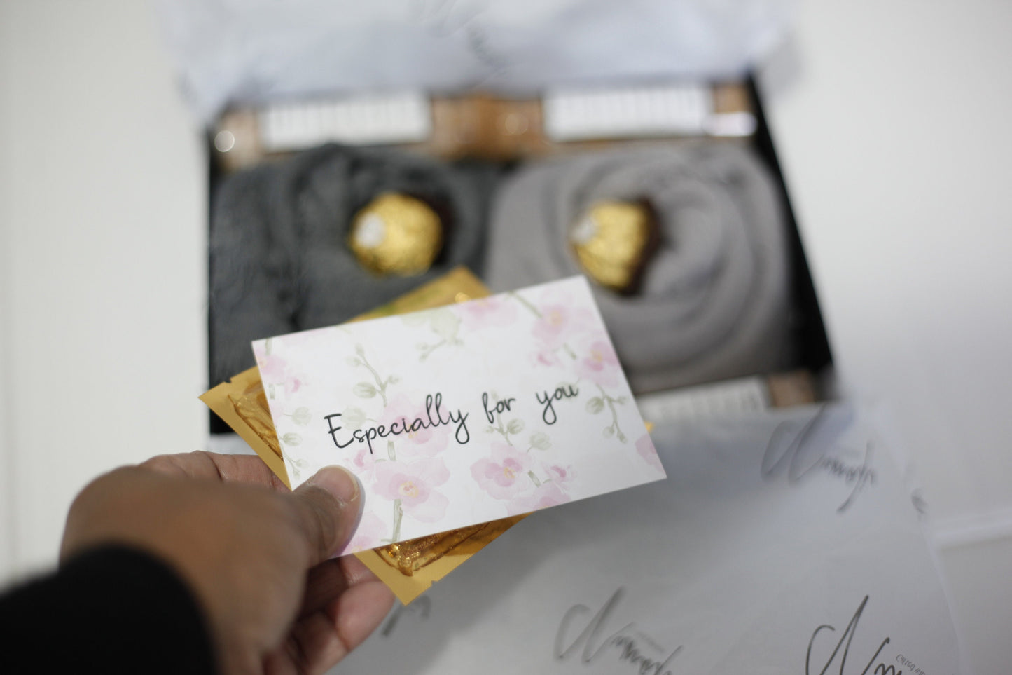 Grey Hijab Gift Box Set with Distressed Edge Scarves and Handmade Bath Salts - Perfect for Eid or Any Occasion, Perfect gift for her on Eid