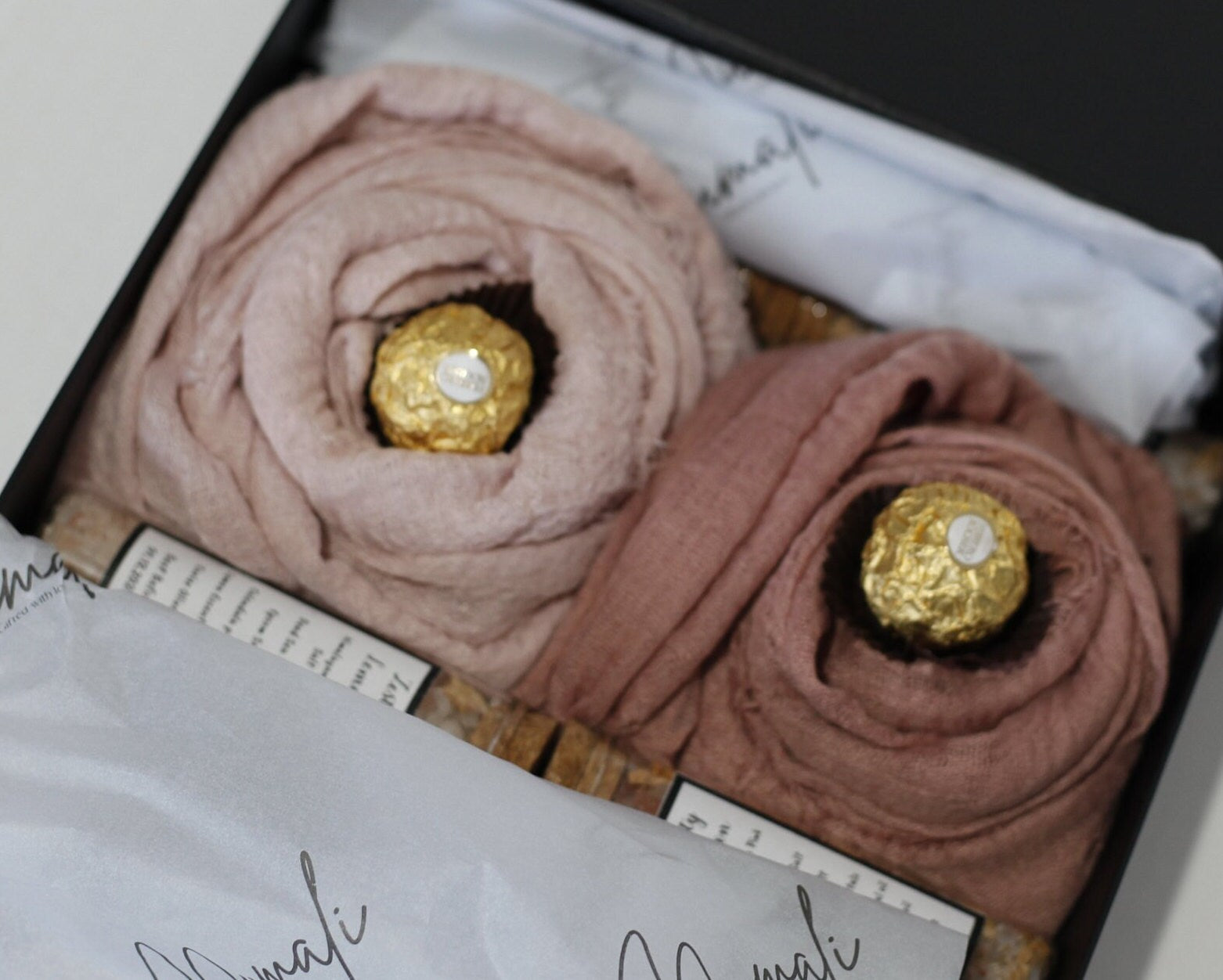 Hijab Gift Box Set with Distressed Edge Scarves and Handmade Bath Salts - Perfect for Eid or Any Occasion, Perfect gift for her on Eid
