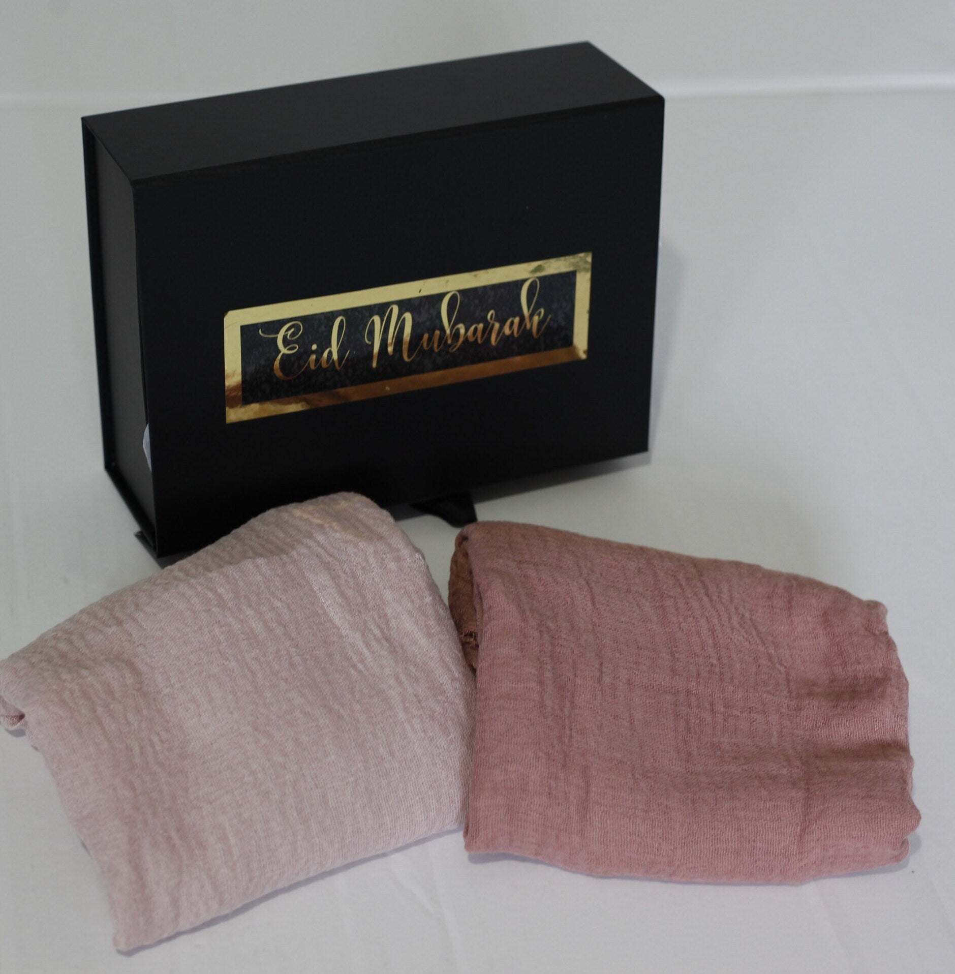 Hijab Gift Box Set with Distressed Edge Scarves and Handmade Bath Salts - Perfect for Eid or Any Occasion, Perfect gift for her on Eid