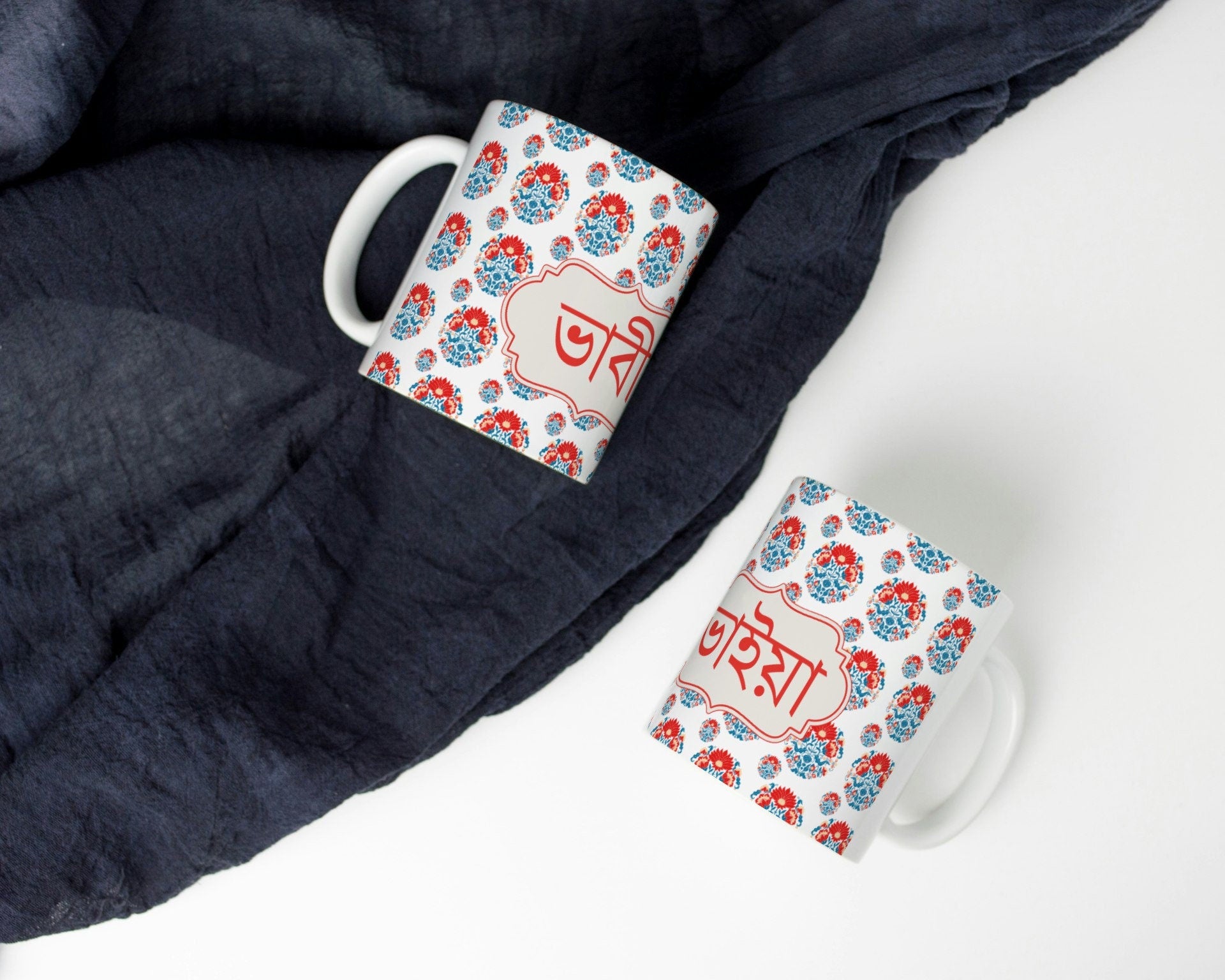 Handcrafted Bangla Bhabi and Bhai Ceramic Mug - Unique Gift for Wedding or Birthday, Celebrate with Style Bhabi ,Bhai written in Bangla font