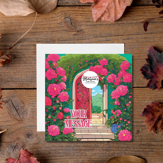 Pack of 3 greeting cards, add your own message, colourful doors greeting card, Bundle of 3 Festive Arabic Mabrook Cards for all ocassions