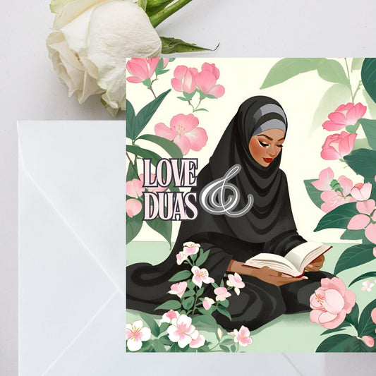 Pack of 3 Hijabi Greeting card, Elegant Islamic Greeting Card for Her, 6inch by 6inch Hijabi Greeting cards for black Muslimah sisters