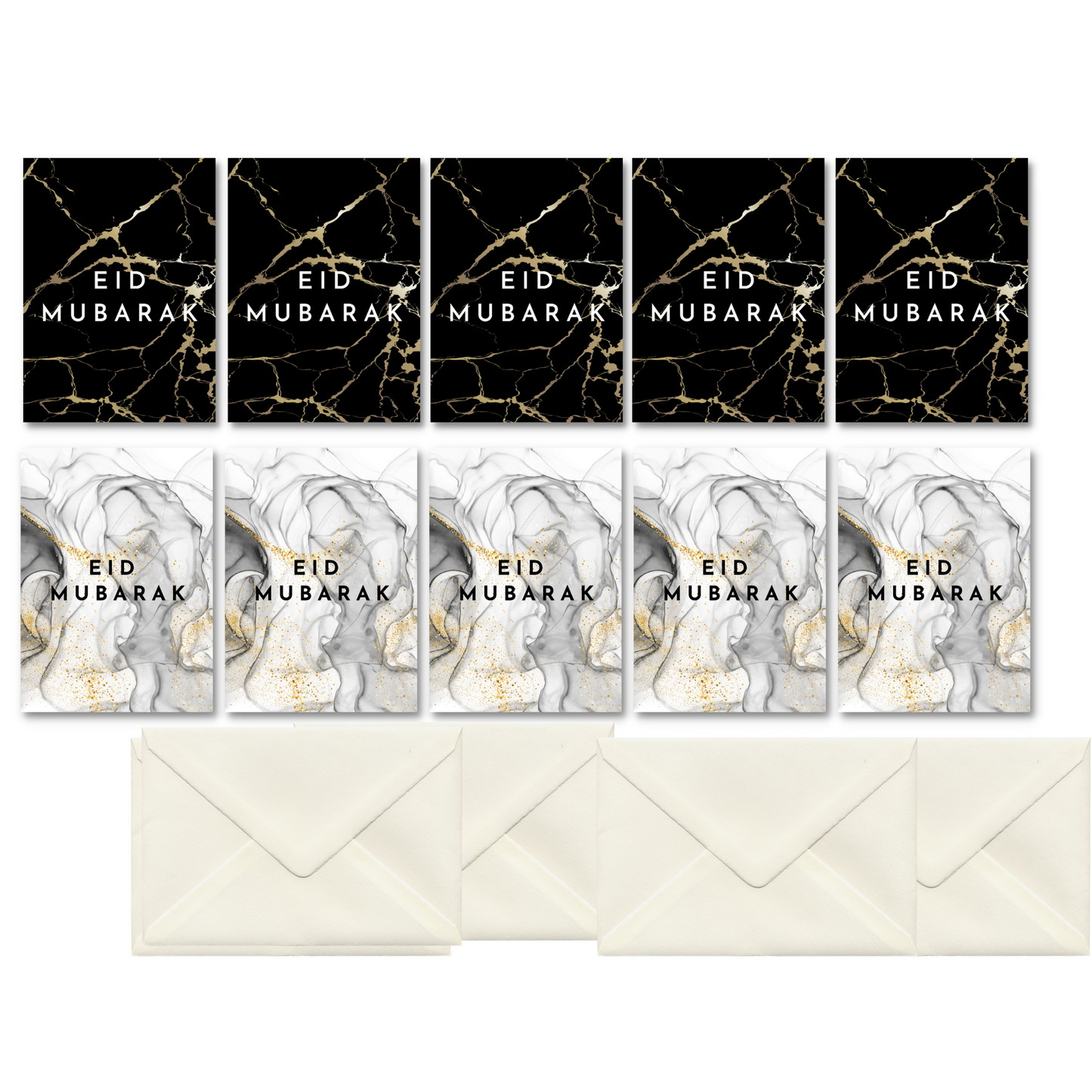 Pack of 10 marble effect Eid Mubarak Greeting cards