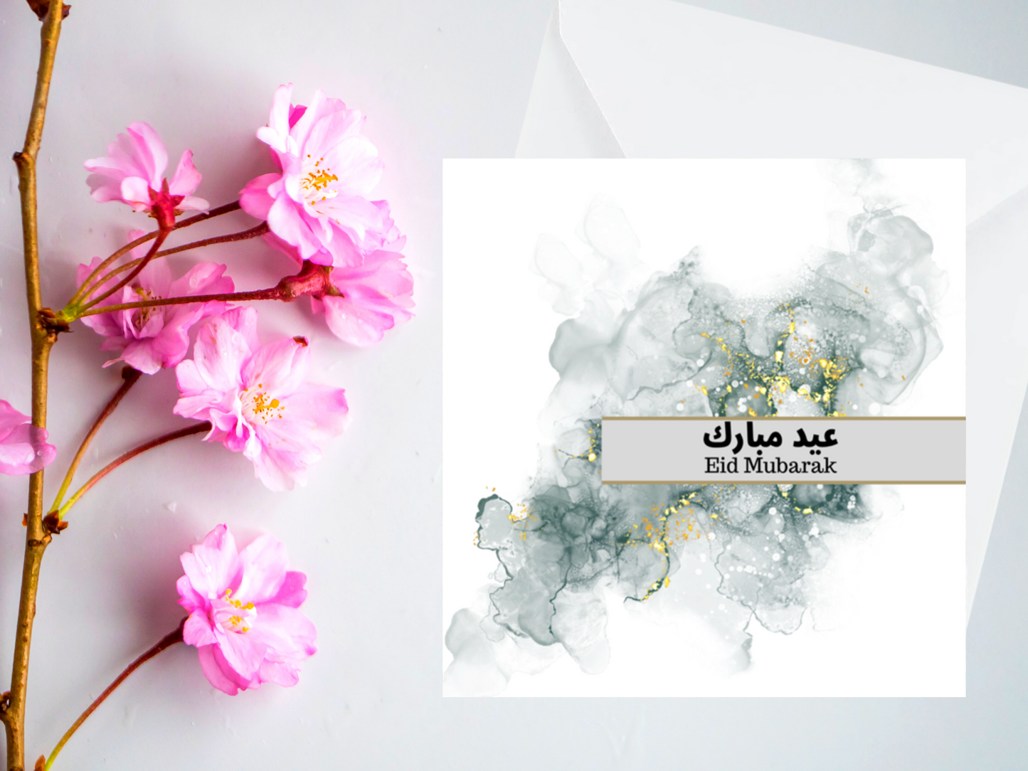 Pack of 6 Eid Mubarak cards in watercolor ink  effect