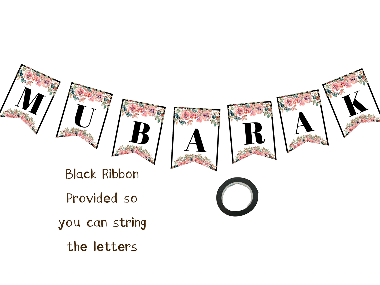 White floral Ramadan Eid , interchangeable Eid & Ramadan Banner, Bunting