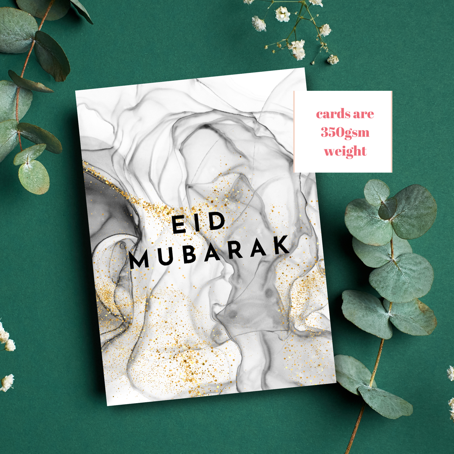Pack of 10 marble effect Eid Mubarak Greeting cards