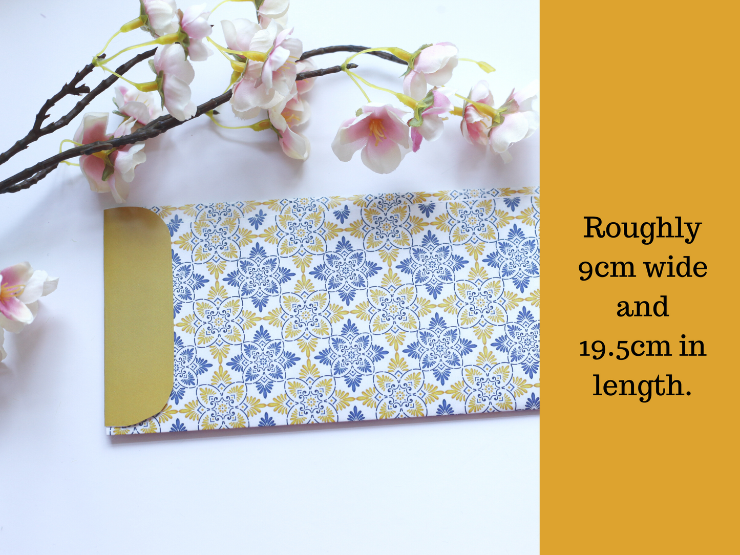 Vibrant Yellow Arabesque of 6 Eid Mubarak Envelope in Arabic, Eid Money Packets For Eid day, Arabic Eid Mubarak font on Silk 170gsm envelope