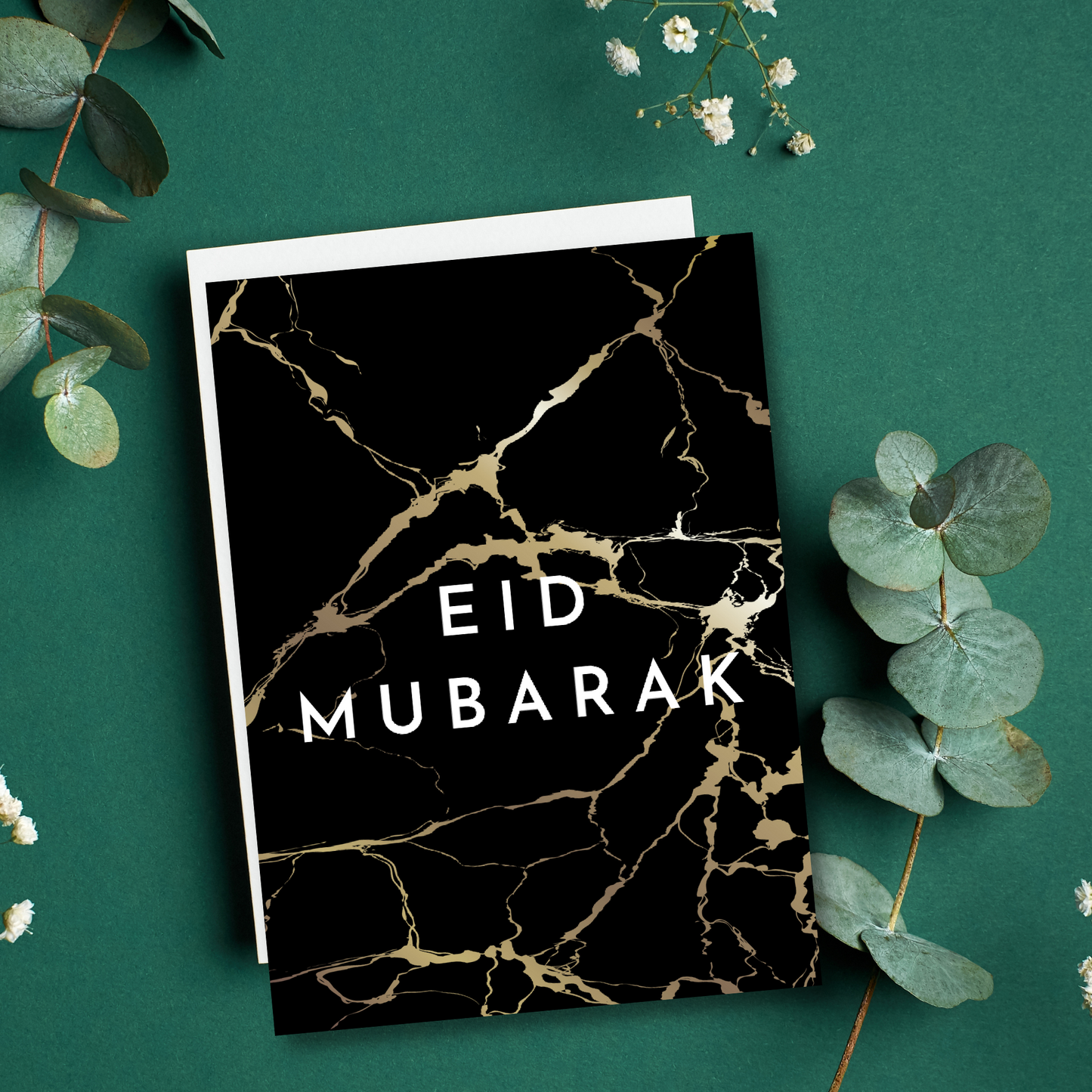 Pack of 10 marble effect Eid Mubarak Greeting cards