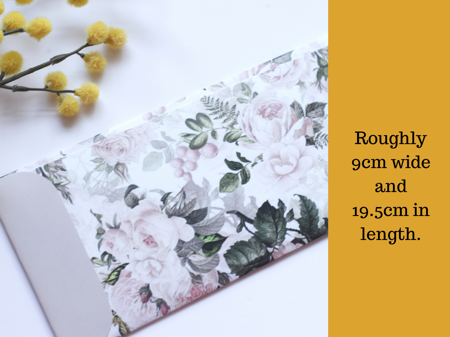 Vintage Floral Pack of 6 Eid Mubarak Envelope in Arabic, Eid Money Packets For Eid day, Arabic Eid Mubarak font on Silk 170gsm envelope