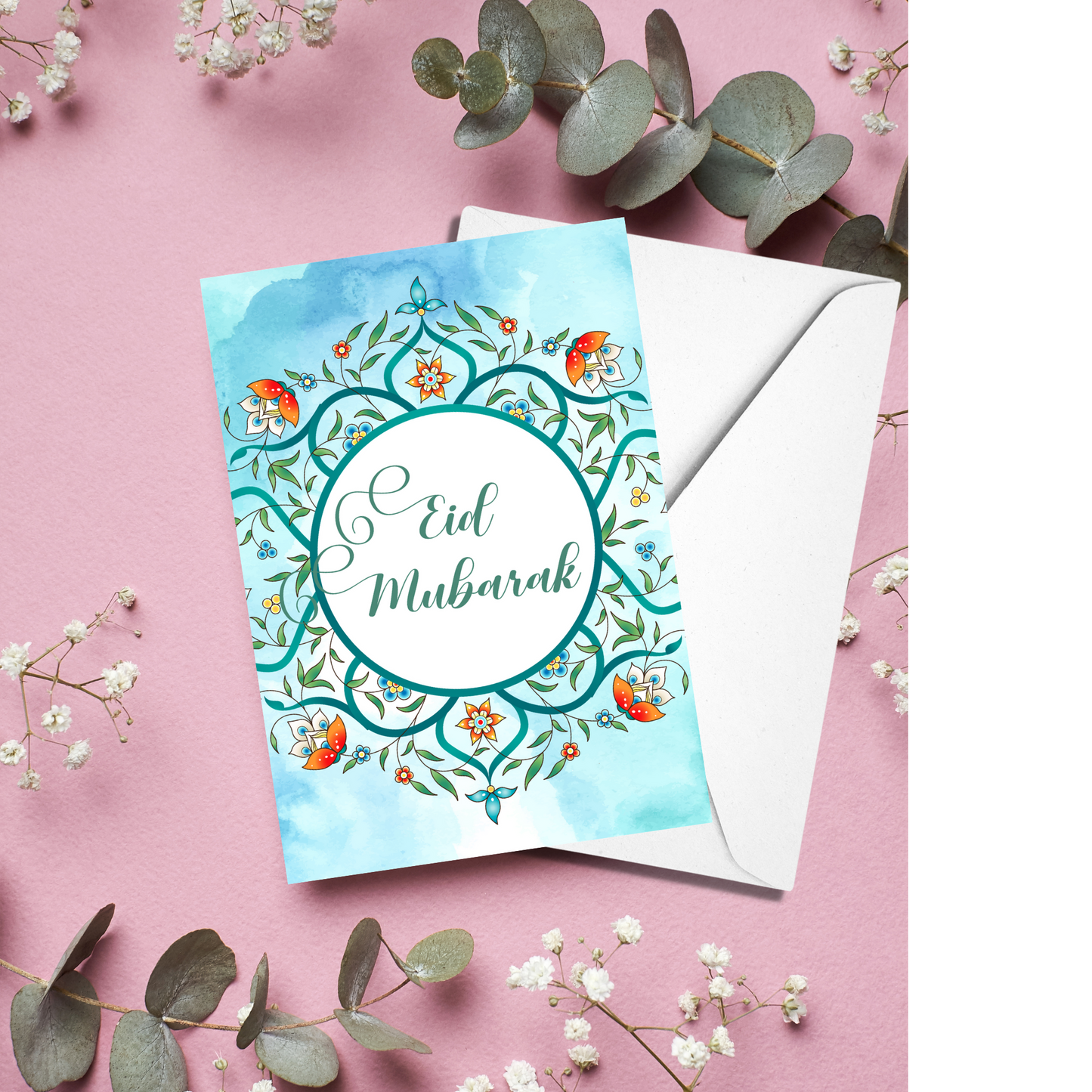 Bulk packet with 10 different Eid cards in A6 size, Eid cards with envelopes with inside blank, Perfect for Eid, Eid cards