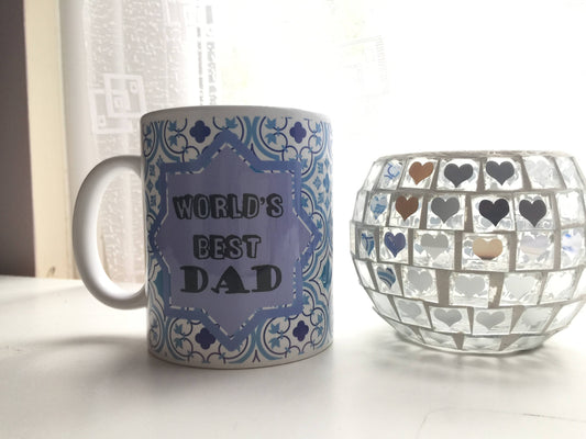 Worlds best dad moroccan theme mug, ideal gift for eid, birthday or fathers day