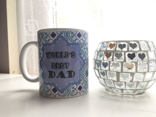 Worlds best dad moroccan theme mug, ideal gift for eid, birthday or fathers day