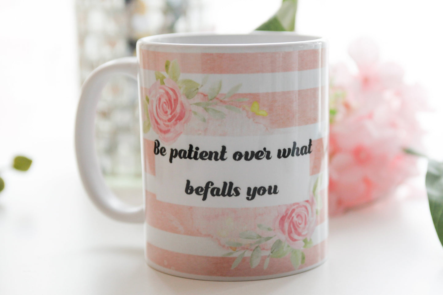 Eid GiftBe patient over what befalls you islamic quote mug, ideal for Birthday or Eid