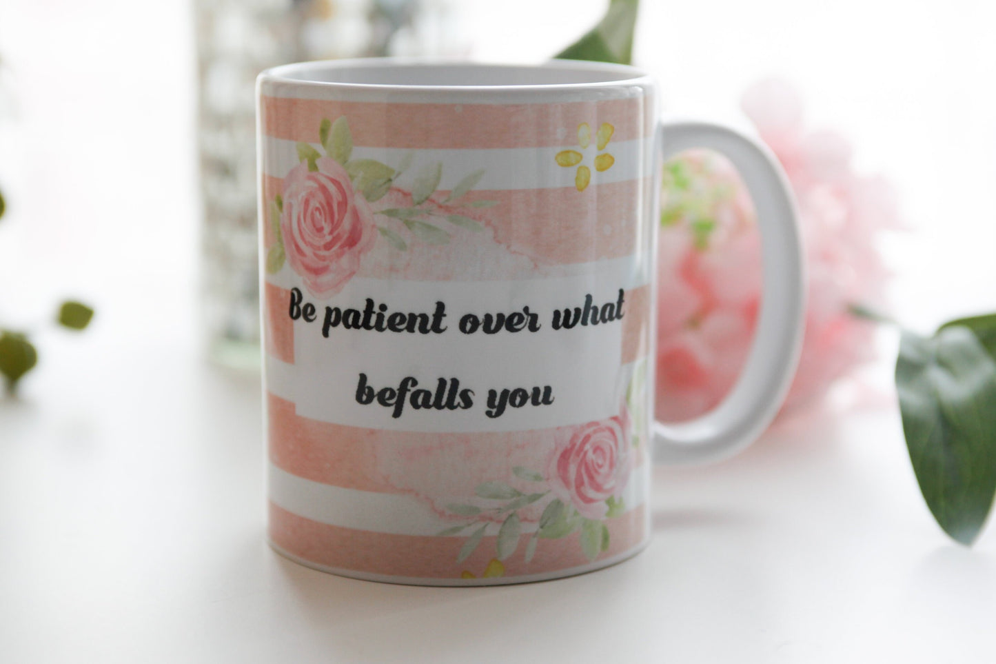 Eid GiftBe patient over what befalls you islamic quote mug, ideal for Birthday or Eid